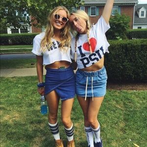 Blue denim mini skirt